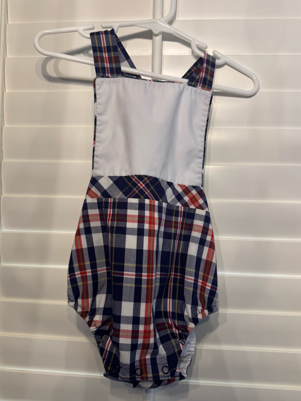 The Beaufort Bonnet Company Navy, Red, and White Plaid Baby One-Piece